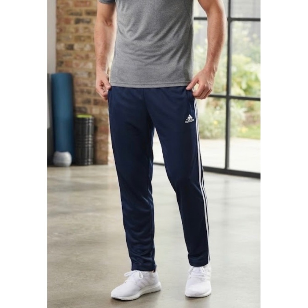 Adidas Active 360 Mens Track Pants Navy Blue White‎ Stripes Large L Athletic